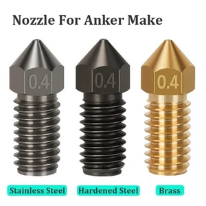 For AnkerMake 3D Printer Hardened Steel Brass 0.4mm M6 Threaded Nozzles SUK - Afbeelding 1 van 16