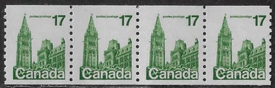 Canada Coil Stamps — Strip of 4 — 1979, Parliament Houses #806i MNH Ref. 1907 - Image 1 of 2