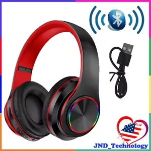 USB Charge On-Ear Wired Bluetooth 5.0 LED Headset w/Mic for Teens TV/PC/Phone - Picture 1 of 13