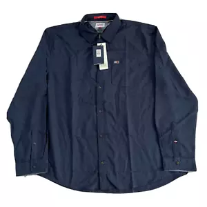 Tommy Jeans Herren Solid Flannel Hemd Twilight Navy Blau XXL - Bild 1 von 9