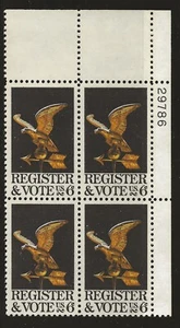 US Scott #1344, Plate Block #29786 1968 Vote 6c FVF MNH Upper Right - Picture 1 of 1