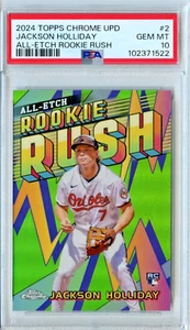 2024 Topps Chrome Update Jackson Holliday All-Etch Rookie Rush RC CAERU-2 PSA 10 - Picture 1 of 2