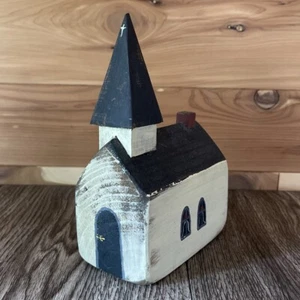 Williraye Original Wood Carving Church With Steeple Hand Signed 1989 Not Resin - Picture 1 of 8