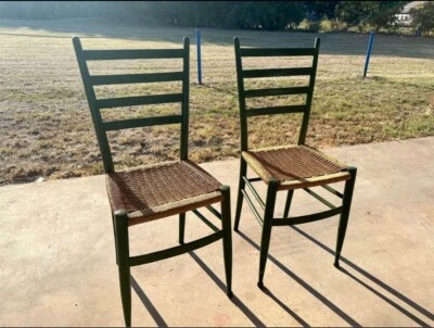 Шикарный MCM дизайнер Gio Ponti итальянское дерево, 2 зеленых стула. - Изображение 1 из 2