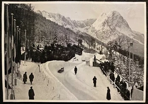 1936 **1936 WINTER OLYMPICS** BAVARIA GERMANY BOBSLEIGH RUN {{REAL PHOTO}} CARD! - Picture 1 of 12