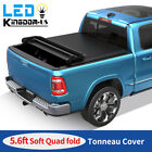 5.6Ft/5.7ft Soft Quad Fold Tonneau Cover for 2009-2024 Dodge Ram 1500 Truck Bed