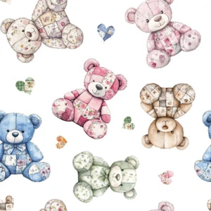 Patchwork Teddy Bears Sewing Quilt Fabric Metres/Fat/Long/Quarters - 100% Cotton - Picture 1 of 3