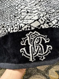 Roberto Cavalli Bath Sheet Towel Snake Python Black Gray Dove 39”x59” Large New - Picture 1 of 14