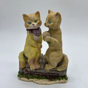 Joanne Cannan Under The Sun 2001 Resin Two Cats Sitting On Wall Folk Figurine - Picture 1 of 15