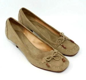Zapatos Kate Spade 6B Tostado Gamuza Madera Tacón Gatito - Imagen 1 de 5