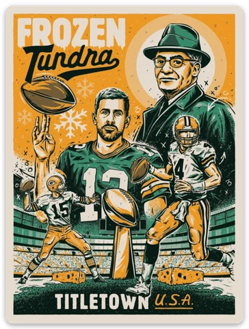 Green Bay Packers Frozen Tundra TitleTown USA Rodgers Mini Poster Type MAGNET Cover