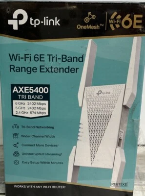 TP-Link - AXE5400 Tri-Band Mesh Wi-Fi 6E Range Extender - White - Image 1 of 4