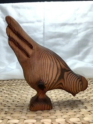 De colección Madera Tallada a Mano Pollo Grano Profundo Fuego Rústico 8.5”t Granja Campo Foto 1 de 4