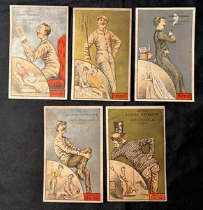 Set of 5 HTF Victorian Trade Cards 5 Years of MARRIAGE Jaques Extracts 1882 - Picture 1 of 10