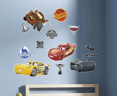 Disney Cars Wall Stickers 50x70cm Boys Bedroom Decals Set Kids Room Decor Pixar - Image 1 of 3