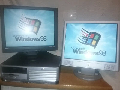 Windows 98 SE DOS Computer PC DUAL MONITOR DVI/VGA Video SATA Pentium 4 CAD, CNC - Image 1 of 4
