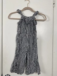 There Abouts Kids Girls Gingham Wide Leg Jumpsuit Flutter Strap Size 4T - Picture 1 of 7