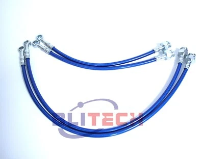 304 Stainless Steel Braided Brake Lines for 1989-1994 Nissan 240SX S13 Blue - Image 1 of 4