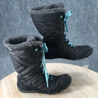 Columbia Waterproof Snow Boots Youth 4 Black Mid Faux Fur Quilted BY5949-010 - Image 1 of 4