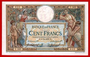 Año Raro y mas en esta calidad, FRANCIA, 100 Francs, 1908, EBC+. - Imagen 1 de 2