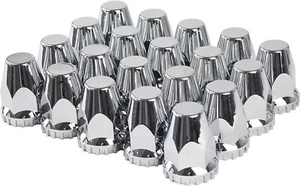 33mm Lug Nut Covers Chrome Tube Style Plastic Thread On Fits Semi Truck 20 Pack - Picture 1 of 5