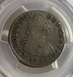 1794 L IJ PERU 2R SILVER COIN PCGS VF20 - Picture 1 of 3