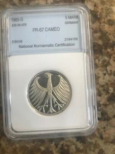 Rare 1965 G Germany Proof Silver 5 Mark, slabbed #2 - Picture 1 of 2