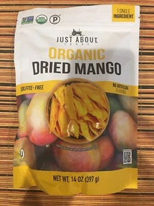 Just About Foods Certified Organic  Dried  Mango  Strips 14 oz / 397gm New. - Picture 1 of 5