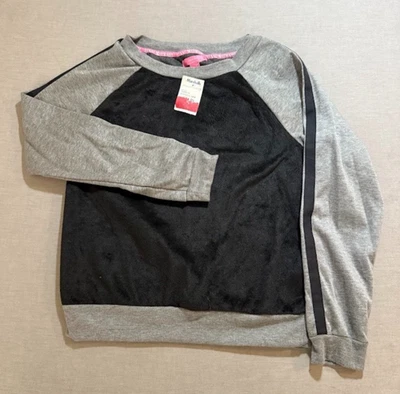 Isaac Mizrahi NY 毛衣女式大号黑色灰色条纹长袖套衫 — 第 1/4 张图片