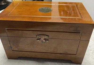 The National Geographic Society Wooden Box Chest Velvet Lined Trinket Box - image 1 of 4