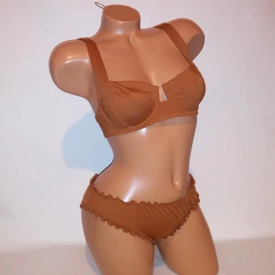 Bikini de natación Victoria Secret 36DD superior medio inferior jengibre óxido liso descarado nuevo Foto 1 de 4