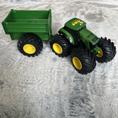 John Deere Kids Monster Treads Tractor Toy With Wagon Lights And Sounds Green - Image 1 of 4