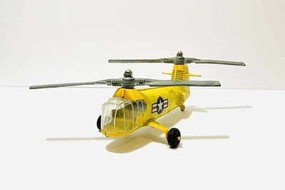 Helicóptero Hubley Kiddie de colección de los años 50 juguete de metal amarillo Piasecki HUP Foto 1 de 4