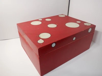 Cubo de almacenamiento de juguetes de madera con lunares 11x13x6 con mango Foto 1 de 4