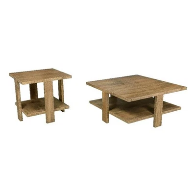 Juego de mesa de centro y mesa auxiliar redonda de madera Coaster Dawn de 2 piezas en marrón mango Foto 1 de 4