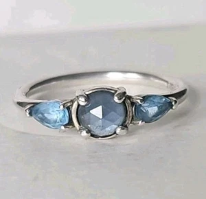 Genuine Pandora Ring - Silver & Blue Stone Patterns Of Frost Ring Size 52 - Picture 1 of 5