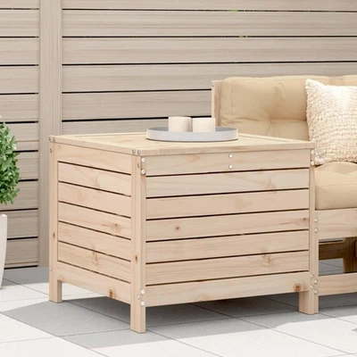 Garden Footstool Natural Pine Wood Solid Slatted 62x63.5x53.5 cm Outdoor Ottoman - Image 1 of 4