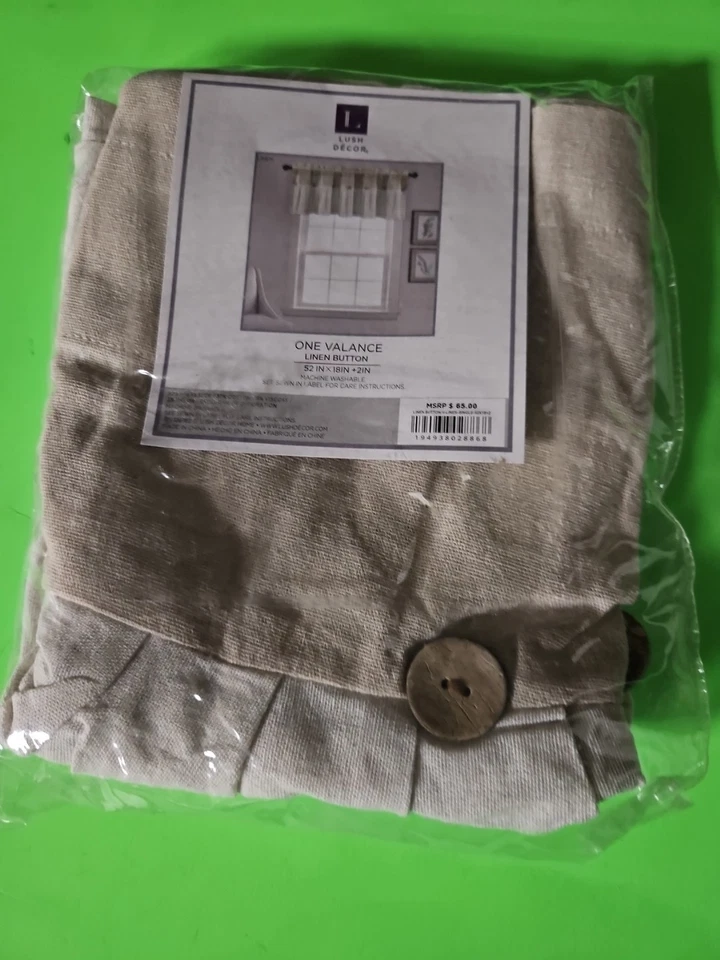 Cortina de botones de lino con cenefa Lush Decor 18x52 Foto 1 de 1