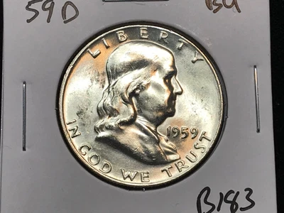 1959-D Franklin Half Dollar - BU/Uncirculated 90% Silver 50C - B183 - Image 1 of 4