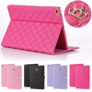 Kids Girls Crown Design Leather Case For iPad 9th 8th 7th Generation Air 1 2 3 4 - Picture 1 of 20