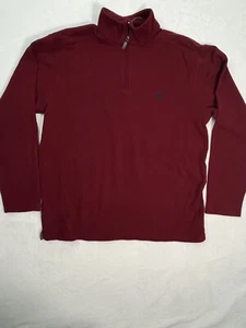 CHAPS Mens L Sweater Quarter Zip Maroon Red 100% Cotton - Picture 1 of 11