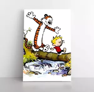 Calvin und Hobbes gerahmter Leinwand-Wandbilddruck - Kinder Cartoon Bill Watterson - Bild 1 von 9