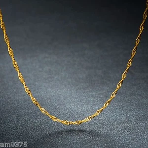 Perfect 18K Yellow Gold Necklace / Women's Perfect Singapore Chain / 15.7" L - Picture 1 of 2