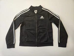 Adidas Youth Girls Jacket 10-12 Black Long Sleeve Full Zip Activewear - Picture 1 of 13