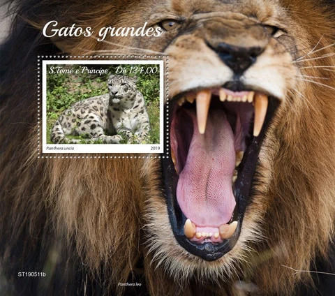 Sao Tome & Principe 2019 MNH Wild Animals Stamps Big Cats Snow Leopards 1v S/S Cover