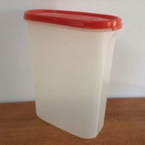 Tupperware 1614 durchsichtige modulare Mates 9,75 Tassen Oval mit 1616 rotem Deckel - Bild 1 von 8