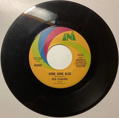 Neil Diamond Song Sung Blue / Gitchy Goomy 45 RPM Record - Image 1 of 2
