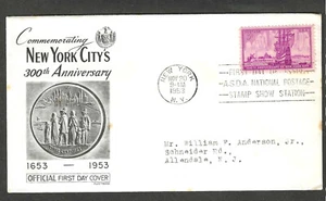 #1027 3c NEW YORK CITY FDC NEW YORK,NY NOV 20-1953 FLEETWOOD CACHET - Picture 1 of 1