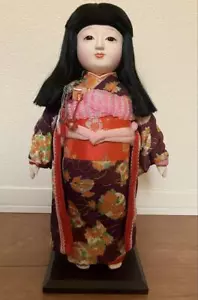 Gebrauchte japanische Ichimatsu Puppe Mädchen lila rot Kimono ohne Karton Vintage Doll - Bild 1 von 2
