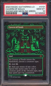 2023 MTG IXALAN CAVERN OF SOULS SHOWCASE NEON INK GREEN BORDERLESS #410E PSA 10! - Picture 1 of 2
